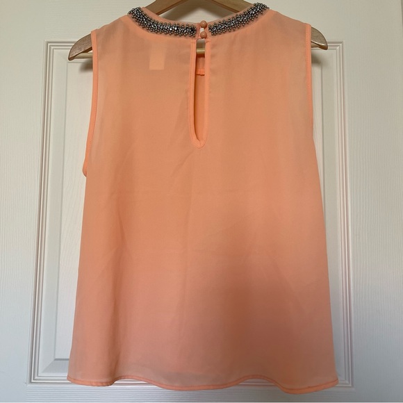 A’gaci Sheer Peach Color Blouse w/ Embellished Collar - Picture 6 of 6